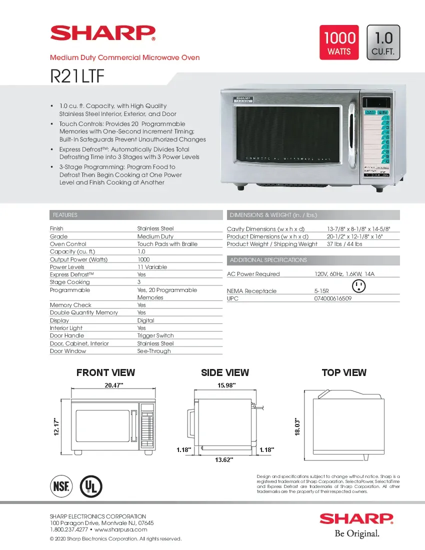 sharp-r21ltf-microwave-oven-120v-medium-duty-1000-watts-specsheet-260719qy4llq.pdf