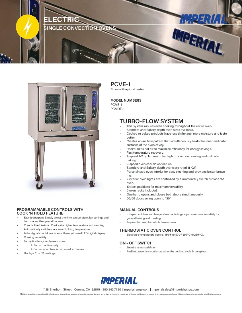 imperial-range-pcvde-1-208v-1ph-convection-oven-electric-specsheet-260215u3i95s.pdf