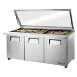 True Manufacturing TSSU-72-30M-B-ST-FGLID-HC, Refrigerated Counter, Mega Top Sandwich / Salad Unit